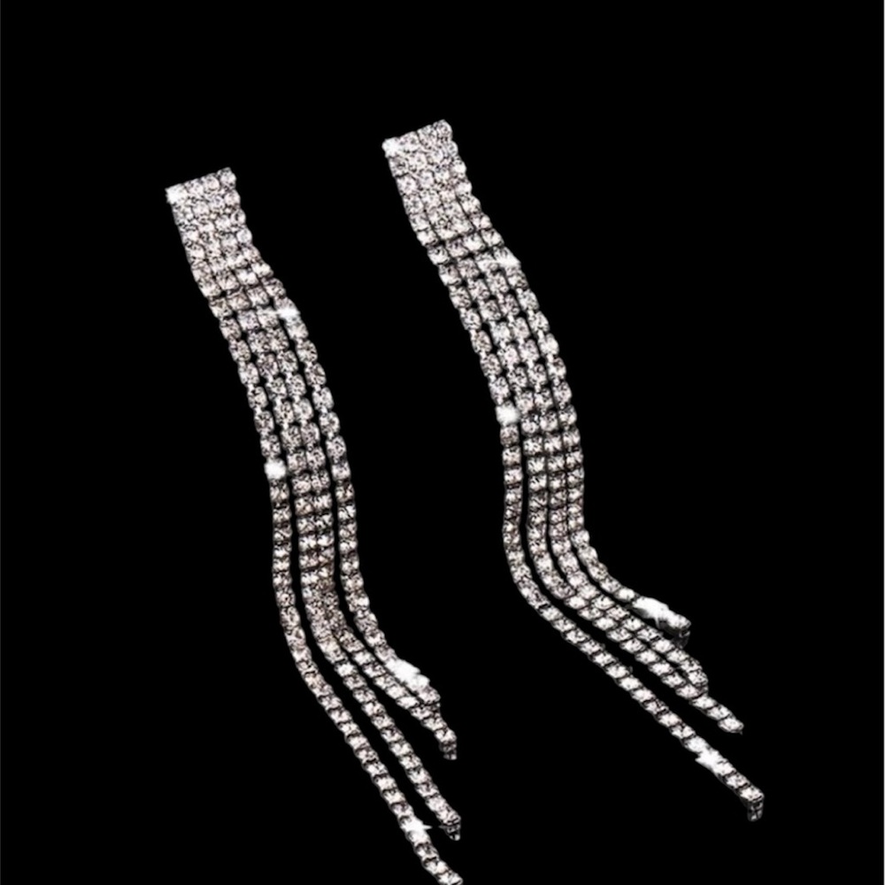 Silver Rhinestone crystal Womens Earrings